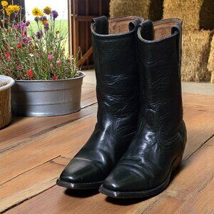 Pastizal Women’s 5.5 Custom Cowboy Boots Black 100% Leather Made in Mexico